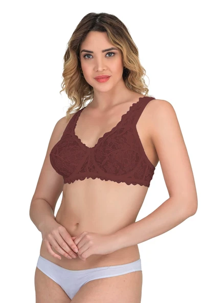 BORDO MI Emay 178 C Balenli Dantelli Sütyen ürün görseli 1