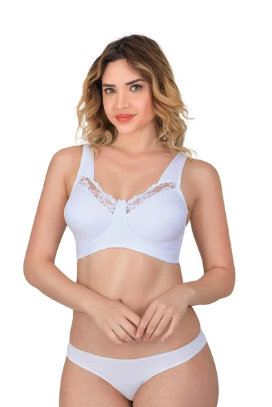 BEYAZ MI Emay 181 B Dantelli Toparlayıcı Cotton Sütyen ürün görseli 1