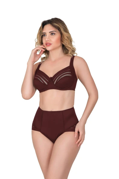 BORDO MI Emay 183 B Yan Destekli Toparlayıcı Balenli Sütyen ürün görseli 1