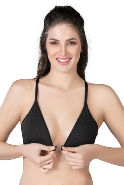 SİYAH MI Emay 1416 Modal Cotton Önden Açmalı Sporcu Sütyen ürün görseli 1