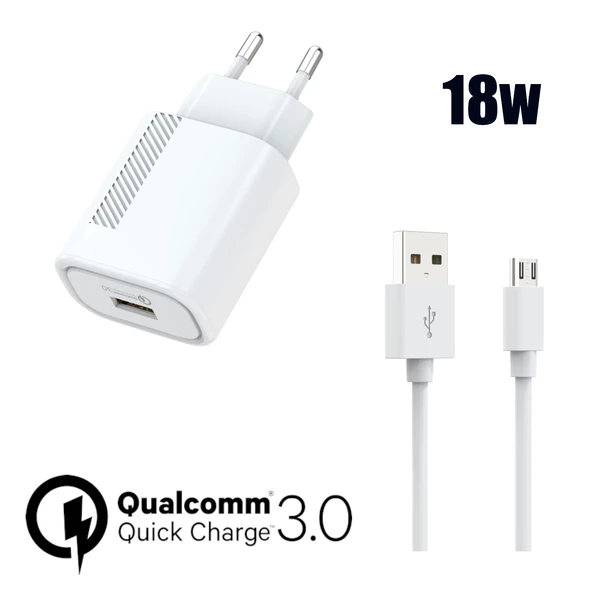 SWORD 18W Hızlı Şarj ve Data Kablosu, QC3.0 Adaptör, Micro USB, Güvenli&Dayanıklı,Yüksek Hızlı Şarj ürün görseli 1