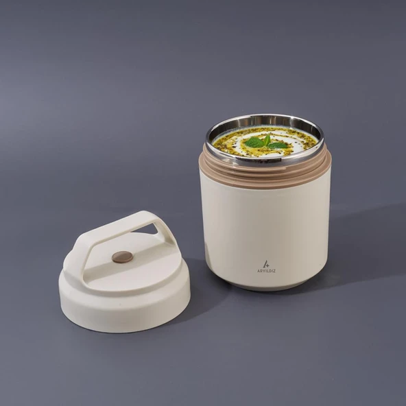ARYILDIZ BENTO YUVARLAK LUNCH BOX YEMEK TERMOSU BEJ 420ML ürün görseli 1