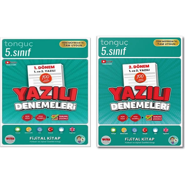 Tonguç 5. Sınıf Yazılı Denemeleri 2. Dönem 1 ve 2. Yazılı+2. Dönem 1 ve 2. Yazılı Notları ürün görseli 1