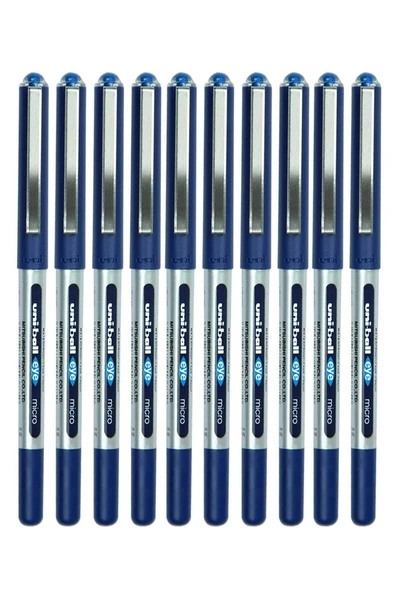 Mavi Pilot Kalem 10 Adet Uniball Eye Mikro 0.5 mm Roller Pilot Kalem Ub-150 Roller Uçlu Likit Mürekkepli Pilot Kalem ürün görseli 1