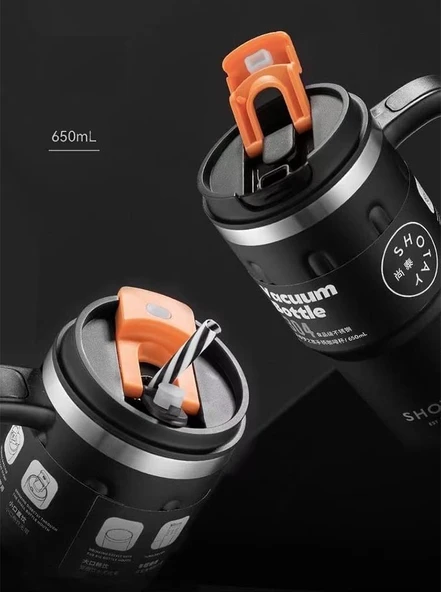 Shotay Travel Çelik Termos Mug 900Ml Krem - Resim 10