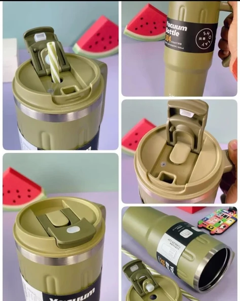 Shotay Travel Çelik Termos Mug 900Ml Krem - Resim 8