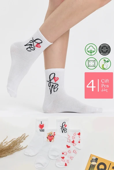 4 Çift Sevgililer Günü Çorap Seti - Resim 2
