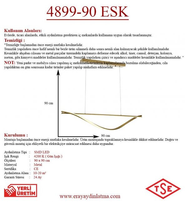 Eray Aydınlatma 4899-90 Eskitme Led Avize - Resim 3