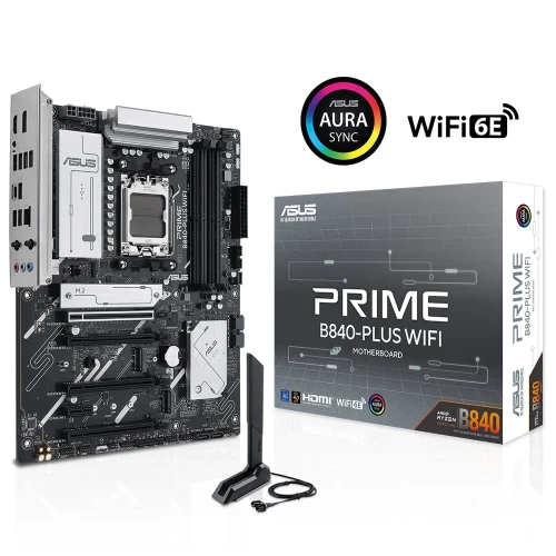 ASUS PRIME B840-PLUS WI-FI, 4xDDR5, 3x M.2, HDMI, DP, Type-C, WI-FI 6E, Bluetooth 5.3, AMD Ryzen 9000 Serisi, AM5 Soket Anakart ürün görseli 1
