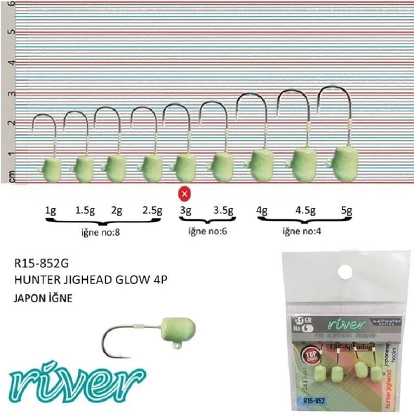 Glowlu Jighead River Hunter 4’Lü Paket 3Gr ürün görseli 1