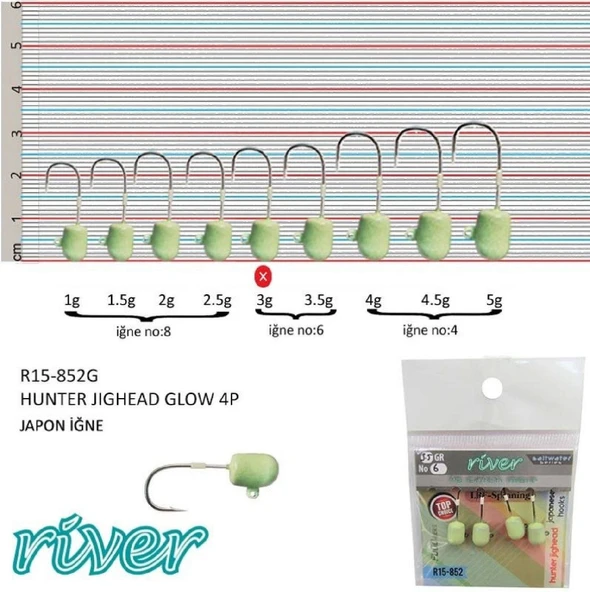 Glowlu Jighead River Hunter 4’Lü Paket 1,5Gr ürün görseli 1