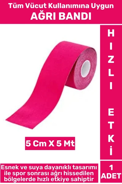 Premium Hızlı Etki Kas Bel Bacak Kol Boyun Sırt Omuz Karın Kalça Spor 5 Metre Isı Ağrı Bandı Pembe ürün görseli 1