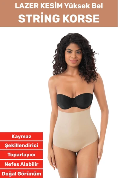 İz İç Göstermez Kaymaz Sıkılaştırıcı Toparlayıcı Şekillendirici LAZER KESİM Yüksek Bel String Korse ürün görseli 1