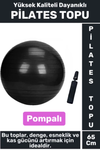 Premium Dayanıklı Fitness Egzersiz Aerobik Pilates Şişirme Pompası 65 Cm PİLATES TOPU ürün görseli 1