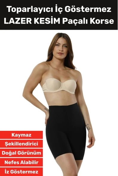 Özel Üretim İz İç Göstermez Kaymaz Sıkılaştırıcı Şekillendirici LAZER KESİM Paçalı Korse ürün görseli 1