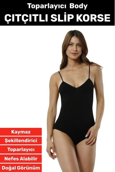 Özel Üretim İz İç Göstermez Kaymaz Sıkılaştırıcı İnceltici Çıtçıtlı Slip Body Korse ürün görseli 1