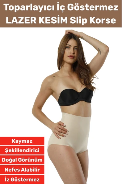 Özel Üretim İz İç Göstermez Kaymaz Sıkılaştırıcı Şekillendirici LAZER KESİM Slip Korse ürün görseli 1