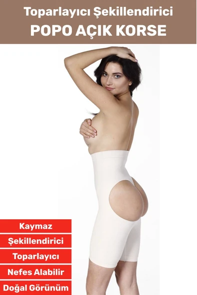Özel Üretim İz İç Göstermez Kaymaz Sıkılaştırıcı Toparlayıcı Popo Açık Korse ürün görseli 1