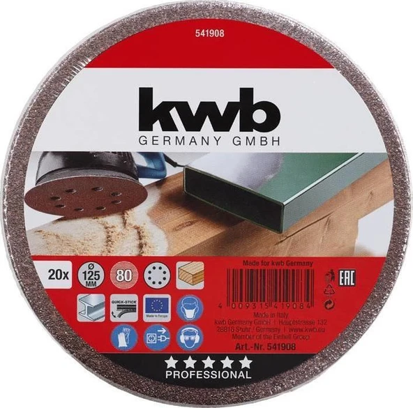 Kwb 541908 80 Kum Daire Zımpara 125 mm 20 Adet ürün görseli 1
