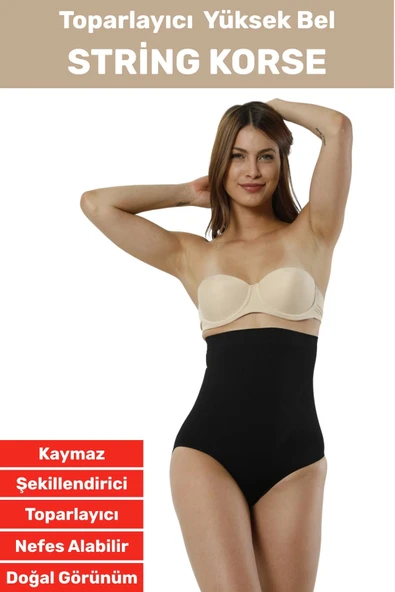 Özel Üretim İz İç Göstermez Kaymaz Sıkılaştırıcı Toparlayıcı Yüksek Bel String Korse ürün görseli 1