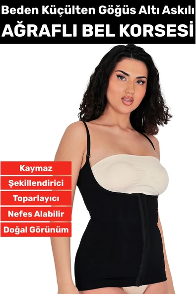 Özel Üretim Vücut Şekillendirici Beden Küçülten Toparlayıcı Gögüs Altı Ağraflı Askılı Bel Korse ürün görseli 1