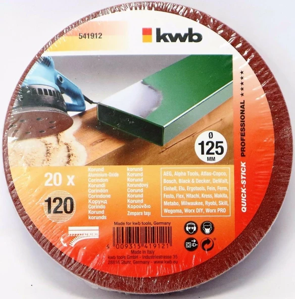 Kwb 541912 120 Kum Daire Zımpara 125 mm 20 Adet ürün görseli 1