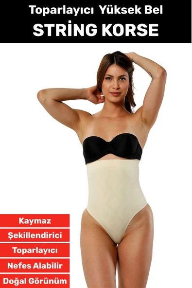 Özel Üretim İz İç Göstermez Kaymaz Sıkılaştırıcı Toparlayıcı Yüksek Bel String Korse ürün görseli 1