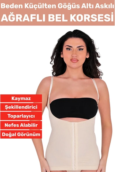 Özel Üretim Vücut Şekillendirici Beden Küçülten Toparlayıcı Gögüs Altı Ağraflı Askılı Bel Korse ürün görseli 1