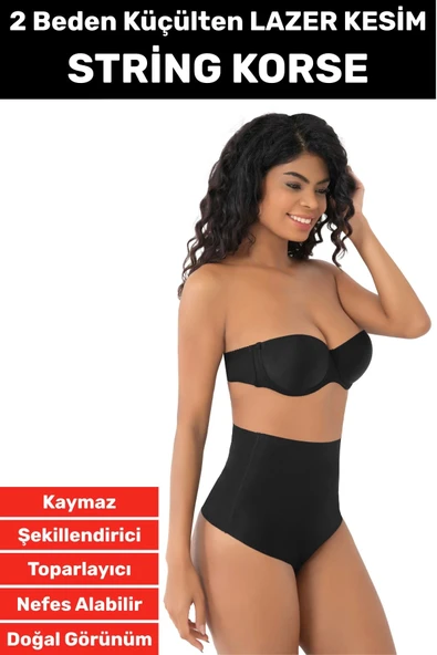 İz İç Göstermez Kaymaz Sıkılaştırıcı Toparlayıcı Vücut Şekillendirici LAZER KESİM String Korse ürün görseli 1