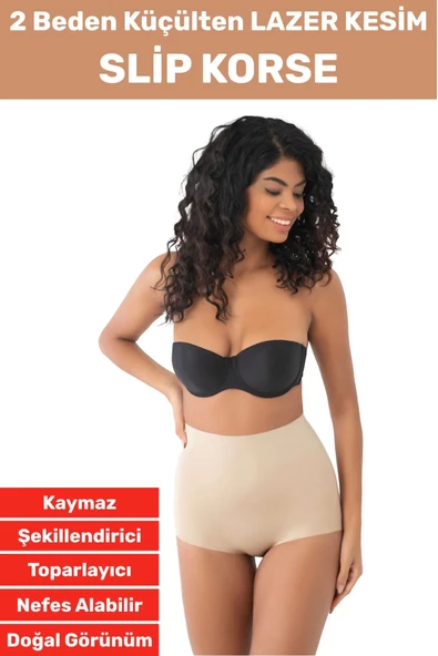 İz İç Göstermez Kaymaz Sıkılaştırıcı Toparlayıcı Vücut Şekillendirici LAZER KESİM Slip Korse ürün görseli 1