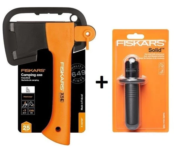 Fiskars X5 Kamp Baltası Ve Bileme Aparatı Seti ürün görseli 1