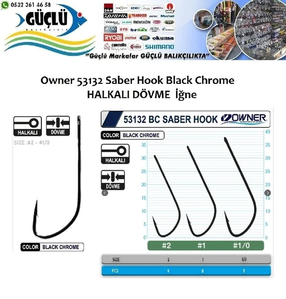Owner 53132 Black Chrome Halkalı Olta İğnesi No:1 ürün görseli 1