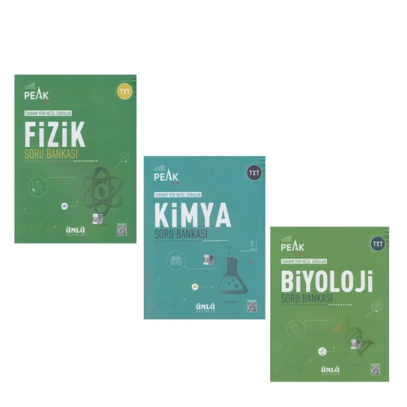 Ünlü Yayıncılık TYT Fizik Kimya ve Biyoloji Best Peak Soru Bankası Seti 3 Kitap ürün görseli 1