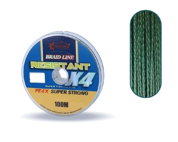 Captain Resistant Pe 4 Kat İp Misina 100Mt 0,28Mm Yeşil ürün görseli 1