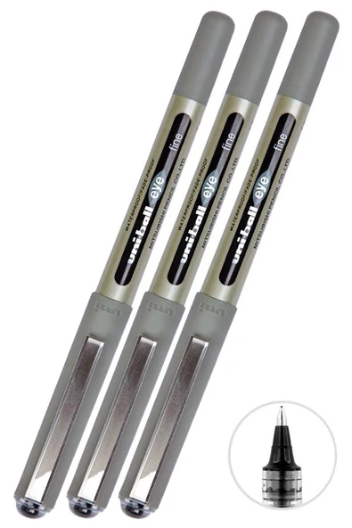 Siyah Pilot Kalem 3 Adet Uniball Eye Fine 0.7 mm Roller Pilot Kalem Ub-157 Roller Uçlu Likit Mürekkepli Pilot Kalem ürün görseli 1