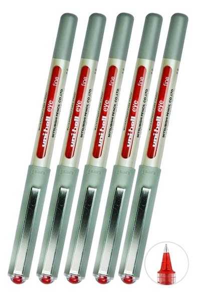 Kırmızı Pilot Kalem 5 Adet Uniball Eye Fine 0.7 mm Roller Pilot Kalem Ub-157 Roller Uçlu Likit Mürekkepli Pilot Kalem ürün görseli 1