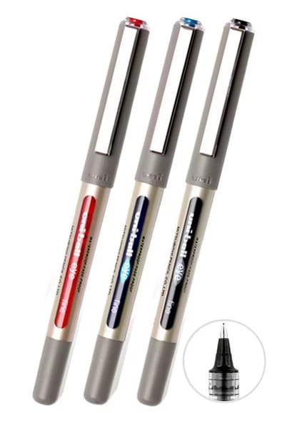 Mavi Siyah Kırmızı Pilot Kalem 3 Adet Uniball Eye Fine 0.7 mm Roller Pilot Kalem Ub-157 Roller Uçlu Likit Mürekkepli ürün görseli 1
