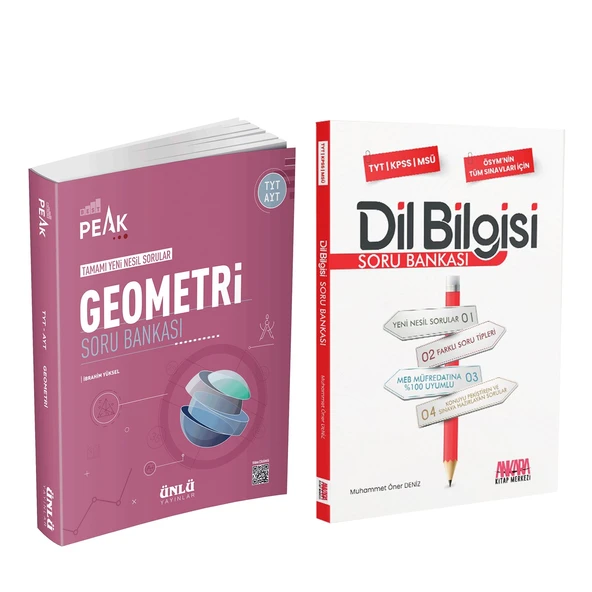 Ünlü Yayıncılık TYT AYT Geometri Best Peak ve AKM Dil Bilgisi Soru Bankası Seti 2 Kitap ürün görseli 1