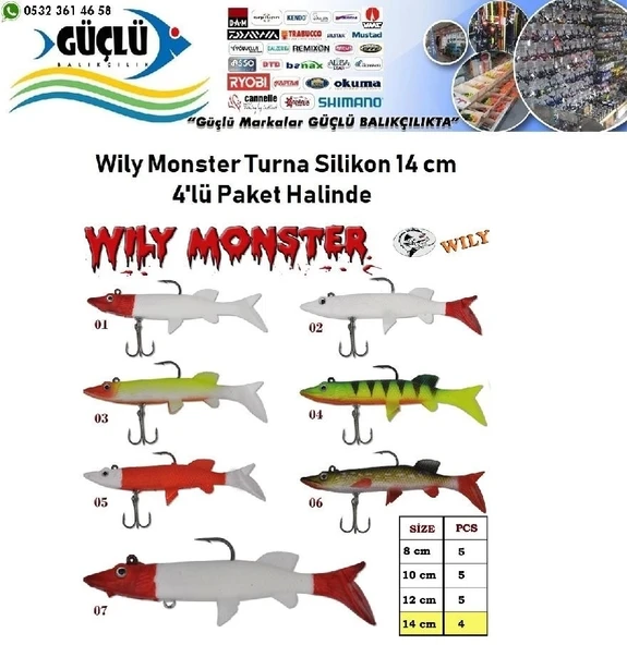 Turna Silikonu 14 Cm Wily Monster 4’Lü Paket Renk:2 ürün görseli 1