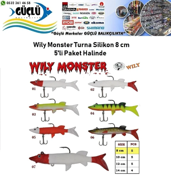 Turna Silikonu 8 Cm Wily Monster 5’Li Paket Renk:6 ürün görseli 1