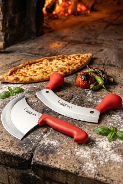 LAZBİSA Silver Serisi Mutfak Bıçak Börek Bıçağı Pizza Pide Bıçağı Kıyma Bıçağı 2 Li Set ( Mft-460 ) ürün görseli 1