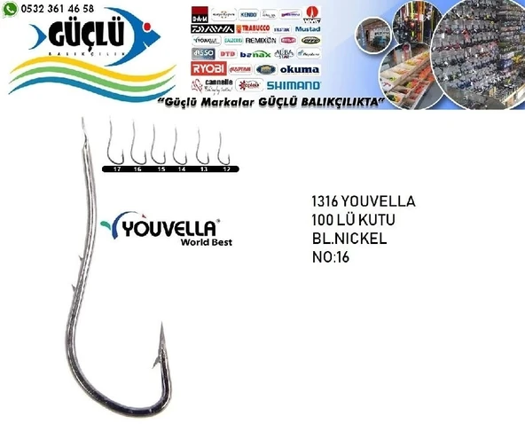 Youvella 1316 16 Numara Çift Tırnaklı Bl.Nickel Olta İğnesi ürün görseli 1