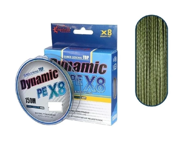 Captain Dynamic Soft Pe 8 Örgü Spin İp Misina 150Mt Yeşil 0,08Mm ürün görseli 1