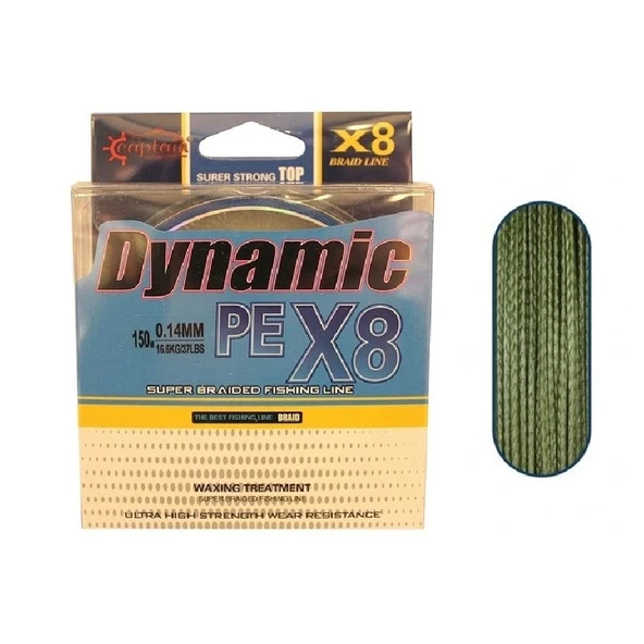 Captain Dynamic Soft Pe 8 Örgü Spin İp Misina 150Mt Yeşil 0,10Mm ürün görseli 1