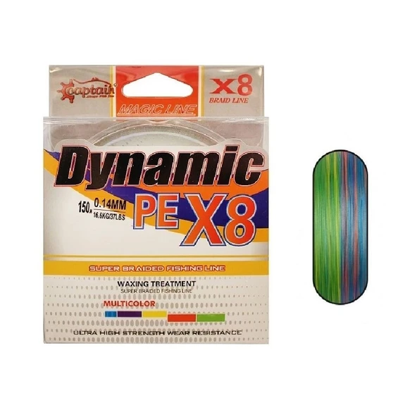 Captain Dynamic Pe 8 Örgü İpi Misina 150Mt Multi Color 0,12Mm ürün görseli 1