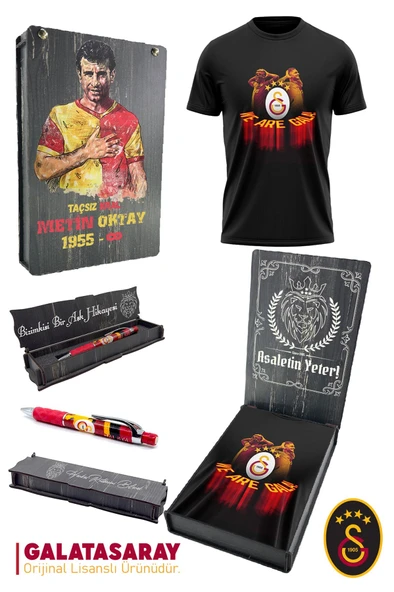 Galatasaray Orijinal Lisanslı We Are Gala T-Shirt + Uçlu Kalem Set Hediyelik Ahşap Kutulu ürün görseli 1