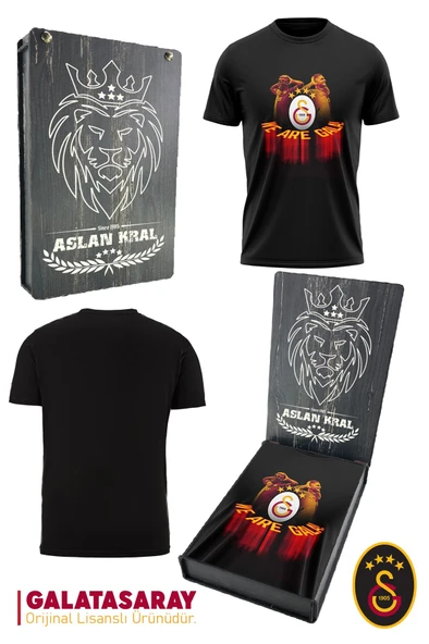 Galatasaray Orijinal Lisanslı We Are Gala T-Shirt Hediyelik Ahşap Kutulu ürün görseli 1