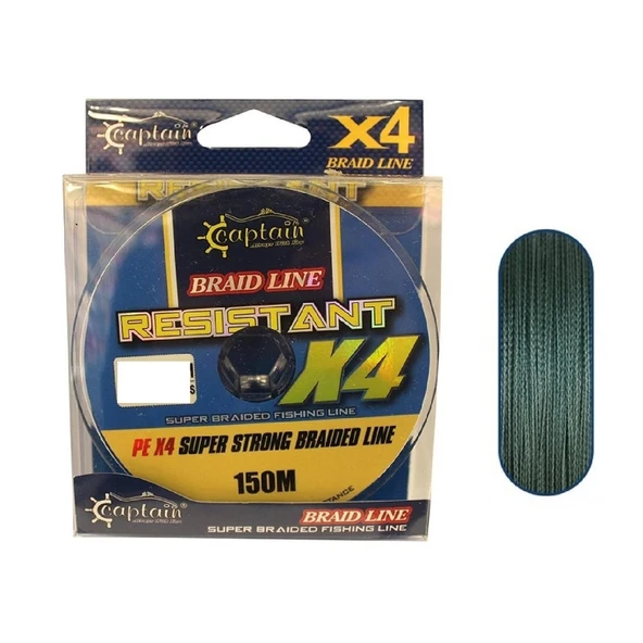 Captain Resistant Pe 4 Kat İp Misina 150Mt 0,12Mm Yeşil ürün görseli 1