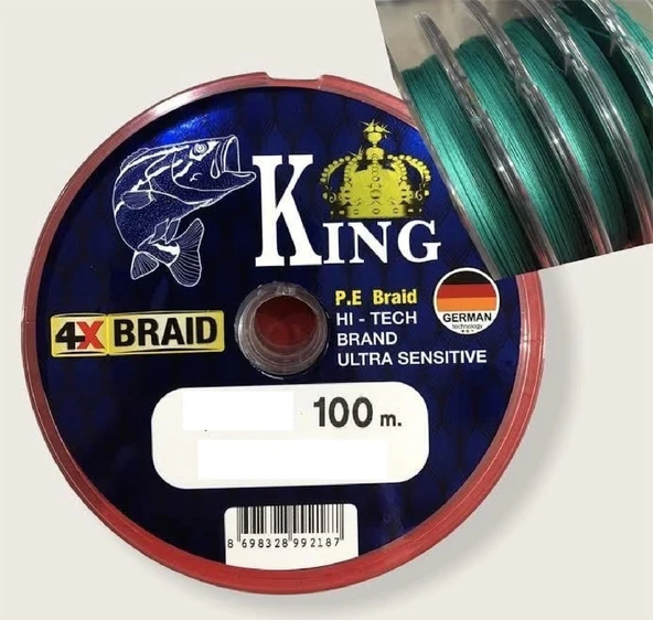 King Braid Ultra Sensitive Alman İp Misina 4X Pe Örgü 0,10Mm ürün görseli 1