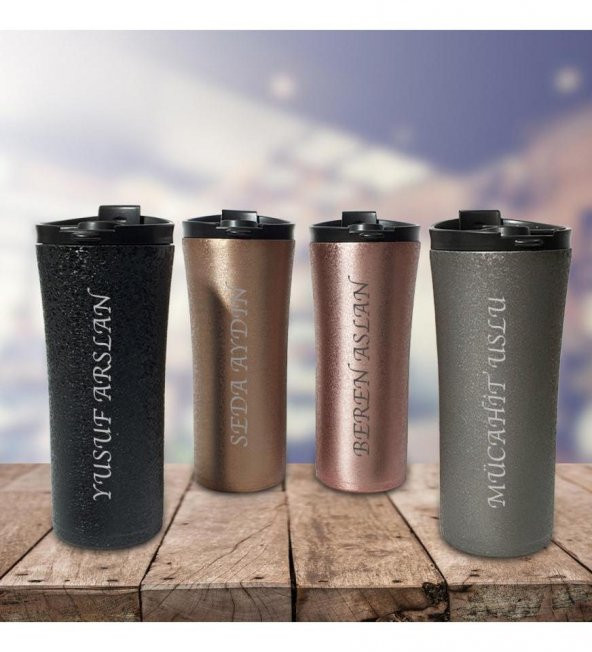 Kişiye Özel Paslanmaz Çelik French Press Termos 500 ML ürün görseli 1